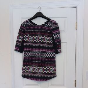 BeBop Blue and Pink Patterned Blouse